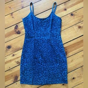 Charlotte Russe Leopard print stretch denim dress size Large